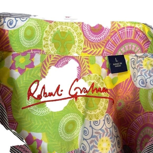 ROBERT GRAHAM Pink Stripes Casual Button Down Long Sleeve Men's Shirt Top sz L - Picture 15 of 16